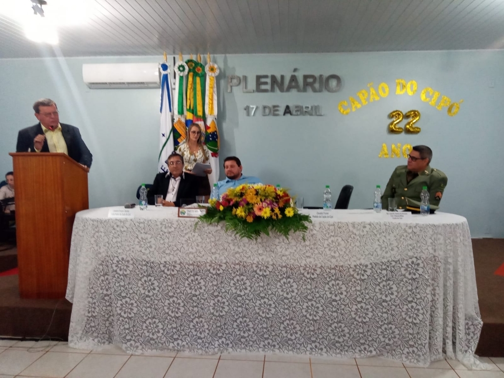 CERIMÔNIA EM COMEMORAÇÃO AOS 22 ANOS DE CAPÃO DO CIPÓ - SESSÃO SOLENE DO DIA 19-04-2022